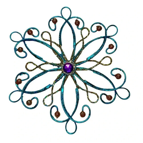 Christmas filigree ornament made of metallic and glittered metal - Picture 1 of 1